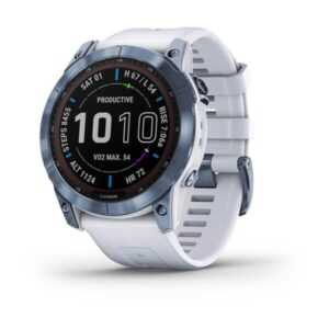 Garmin Fenix 7X PRO Sapphire Solar Titan Blue/ White Silicone Band - 010-02541-15