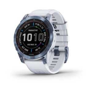 Garmin Fenix 7 PRO Sapphire Solar Titan Blue/ White Silicone Band - 010-02540-25