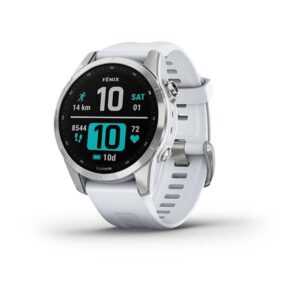 Garmin Fenix 7S PRO Glass Silver / White Silicone Band - 010-02539-03