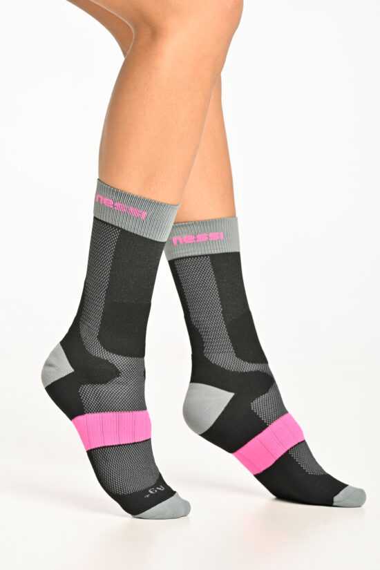 Nessi Sportswear Termoaktivní ponožky s ionty stříbra Trail X T-90-21 - Černá-Růžová Velikost: 35-37