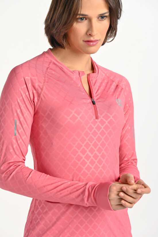 Nessi Sportswear Tréninková Mikina s průstřihem na sporttester LBKZ-1129 Shiny Coral Pink Velikost: XS